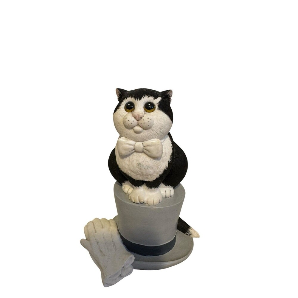 Comic & Curious Cats 2002 Linda Jane Smith Top Hat & Tails 109376 Figurine 5.25”